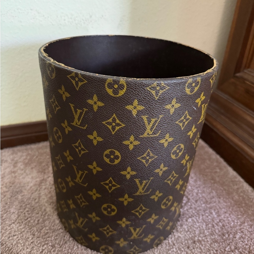 Ultra RARE Vintage LOUIS VUITTON Executive Desk Accessory Waste Trash Can Bucket